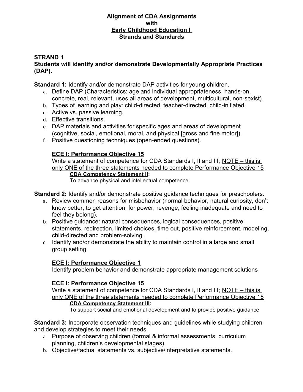 Alignment of CDA Assignments