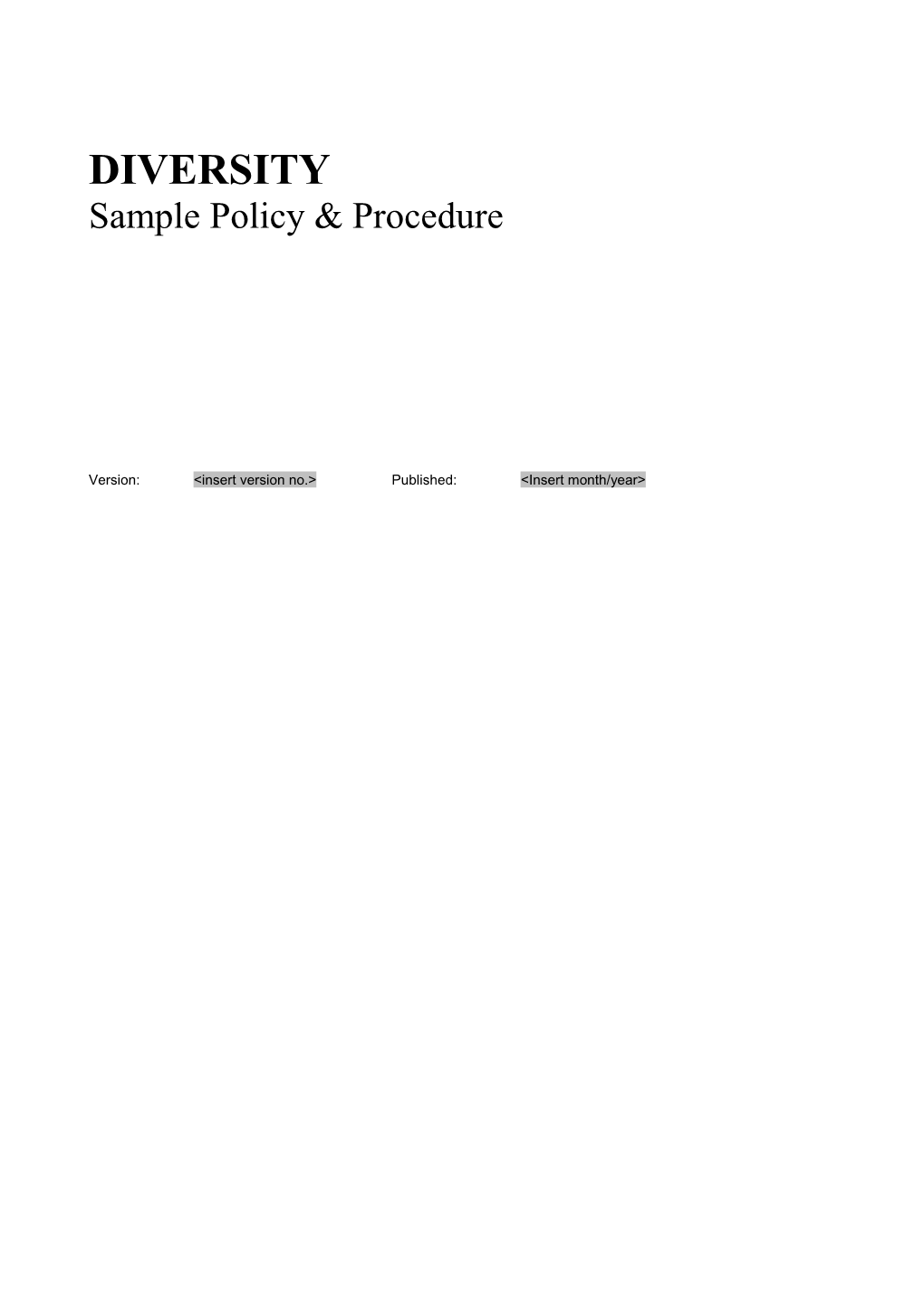 Sample Policy & Procedure