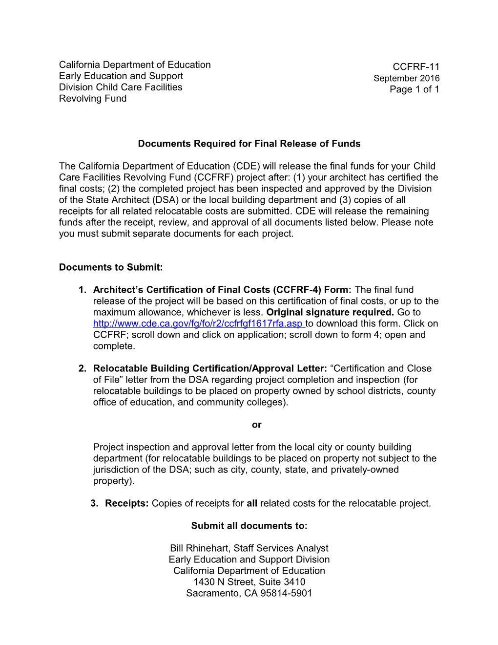 Form11-16: Docs Required Phase II - Child Development (CA Dept of Education)