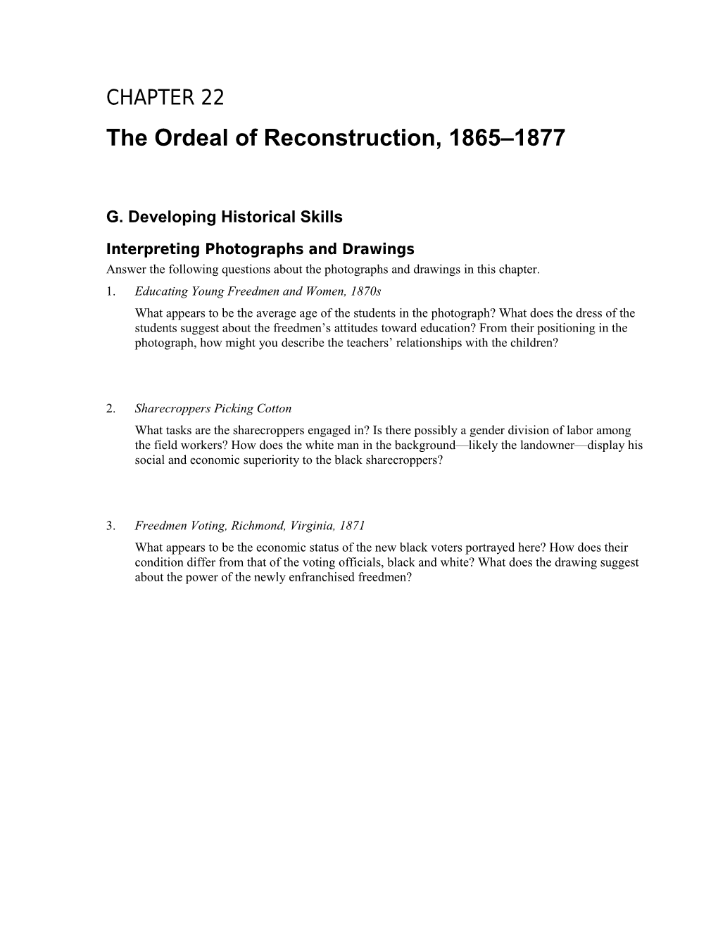 The Ordeal of Reconstruction, 1865 1877
