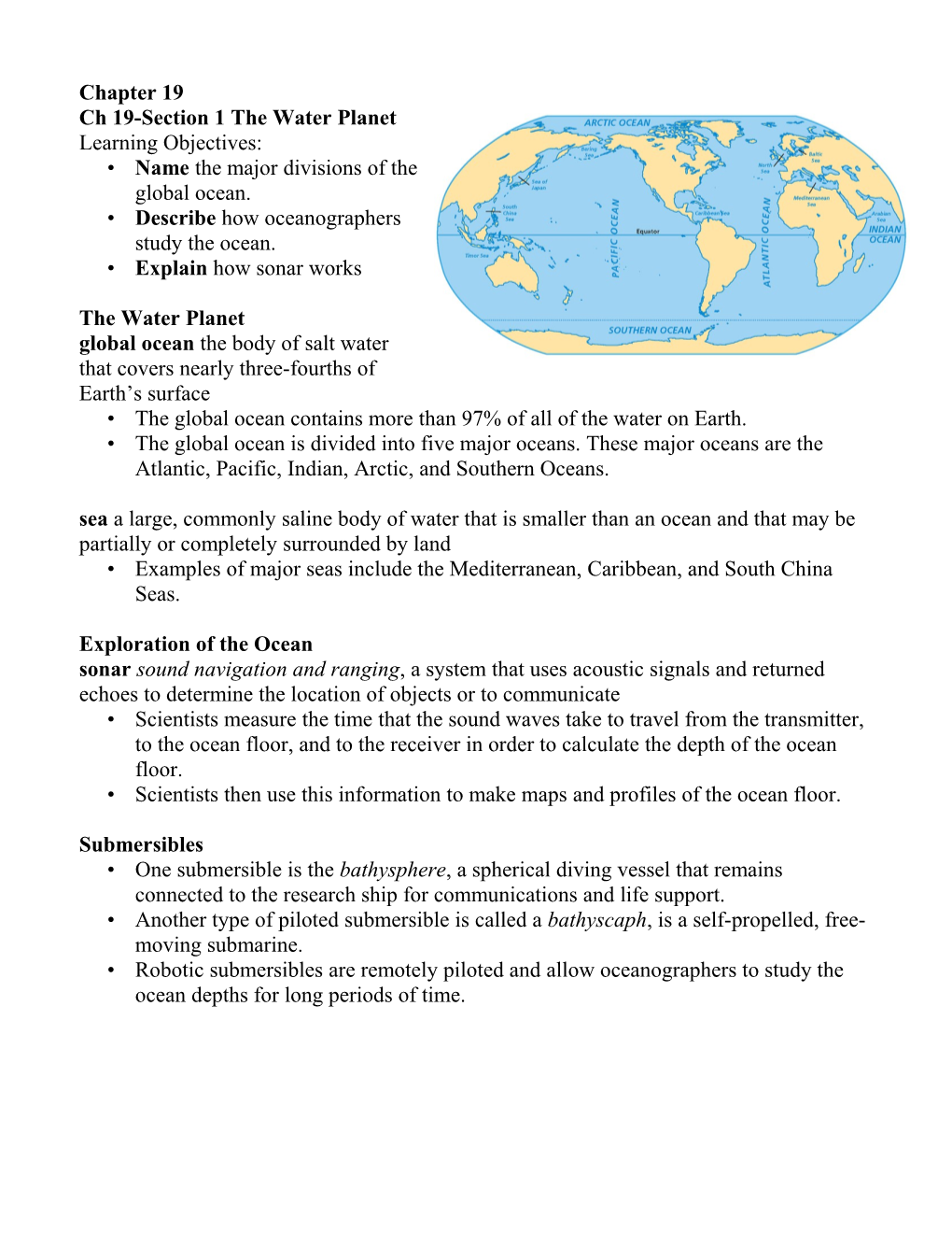 Ch 19-Section 1 the Water Planet