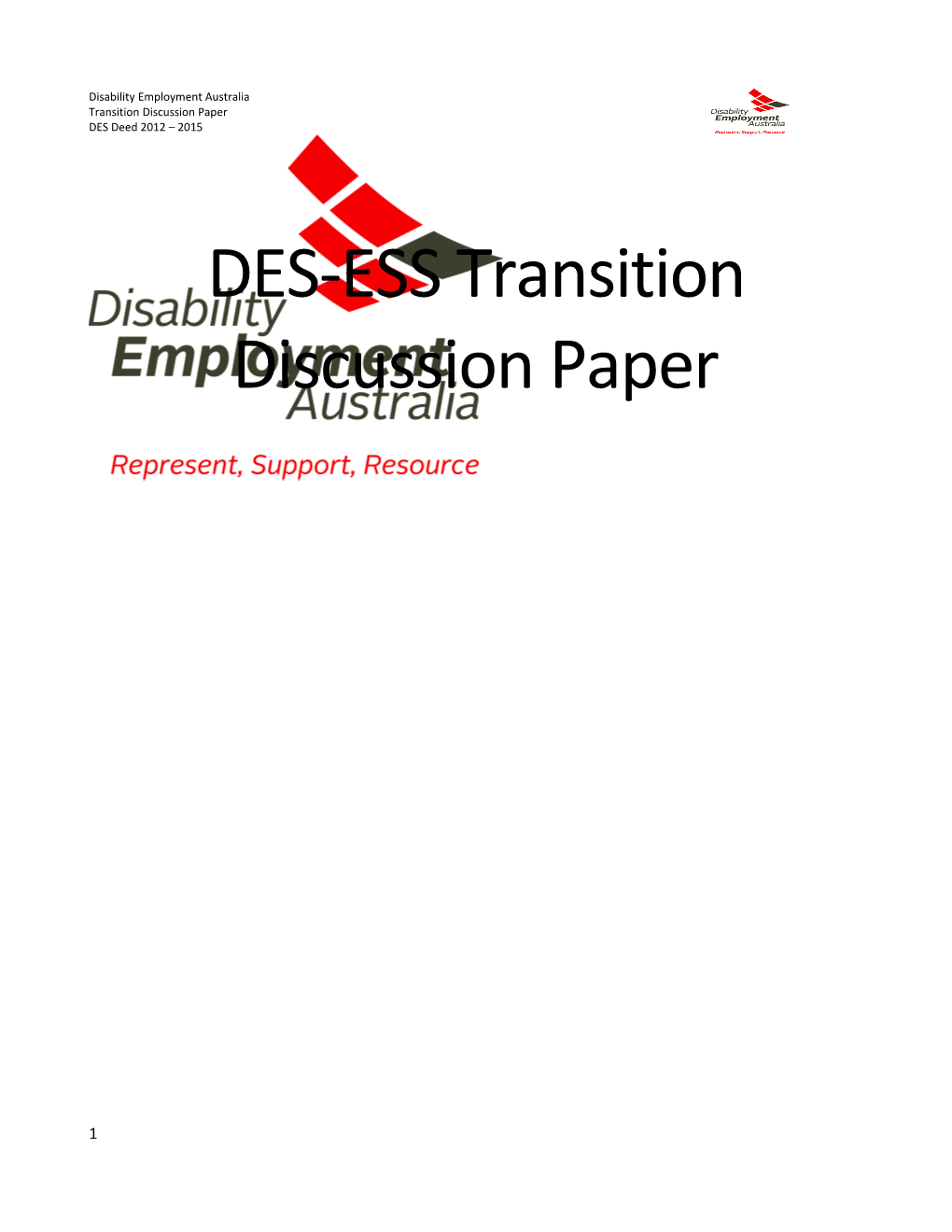 DES-ESS Transition Discussion Paper
