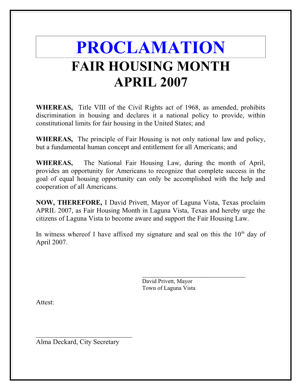 Fair Housing Month