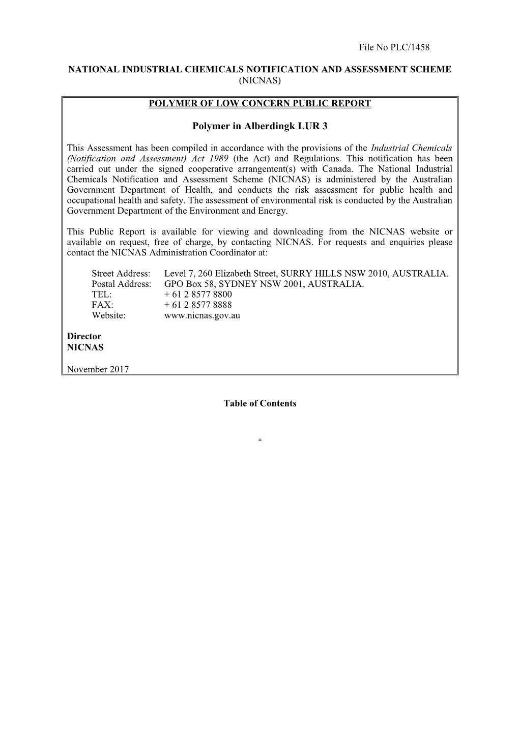 National Industrial Chemicals Notification and Assessment Scheme (Nicnas)