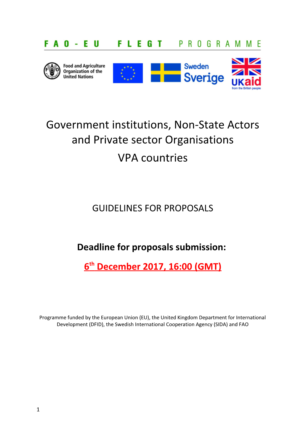 Government Institutions, Non-State Actors and Private Sector Organisations