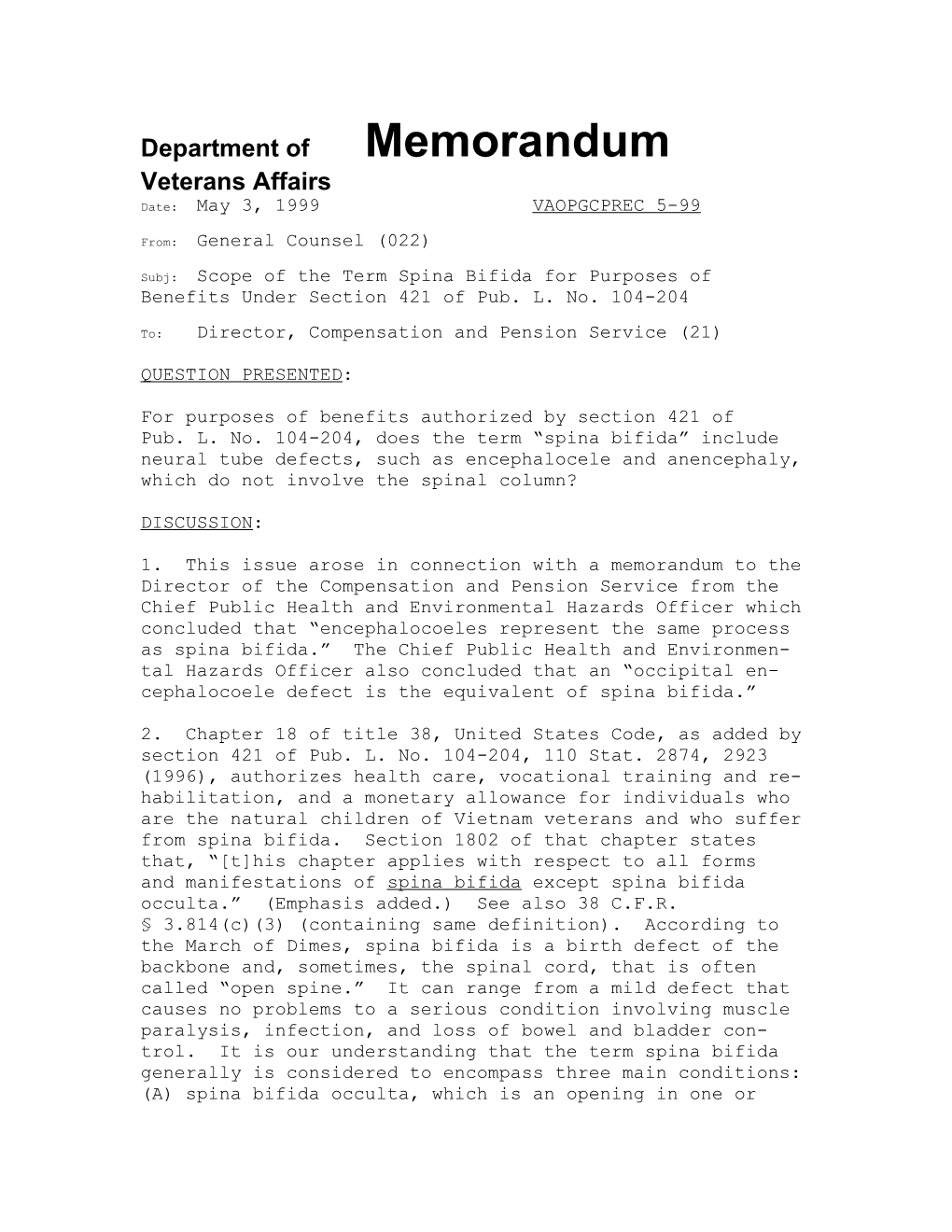 Department Ofmemorandum