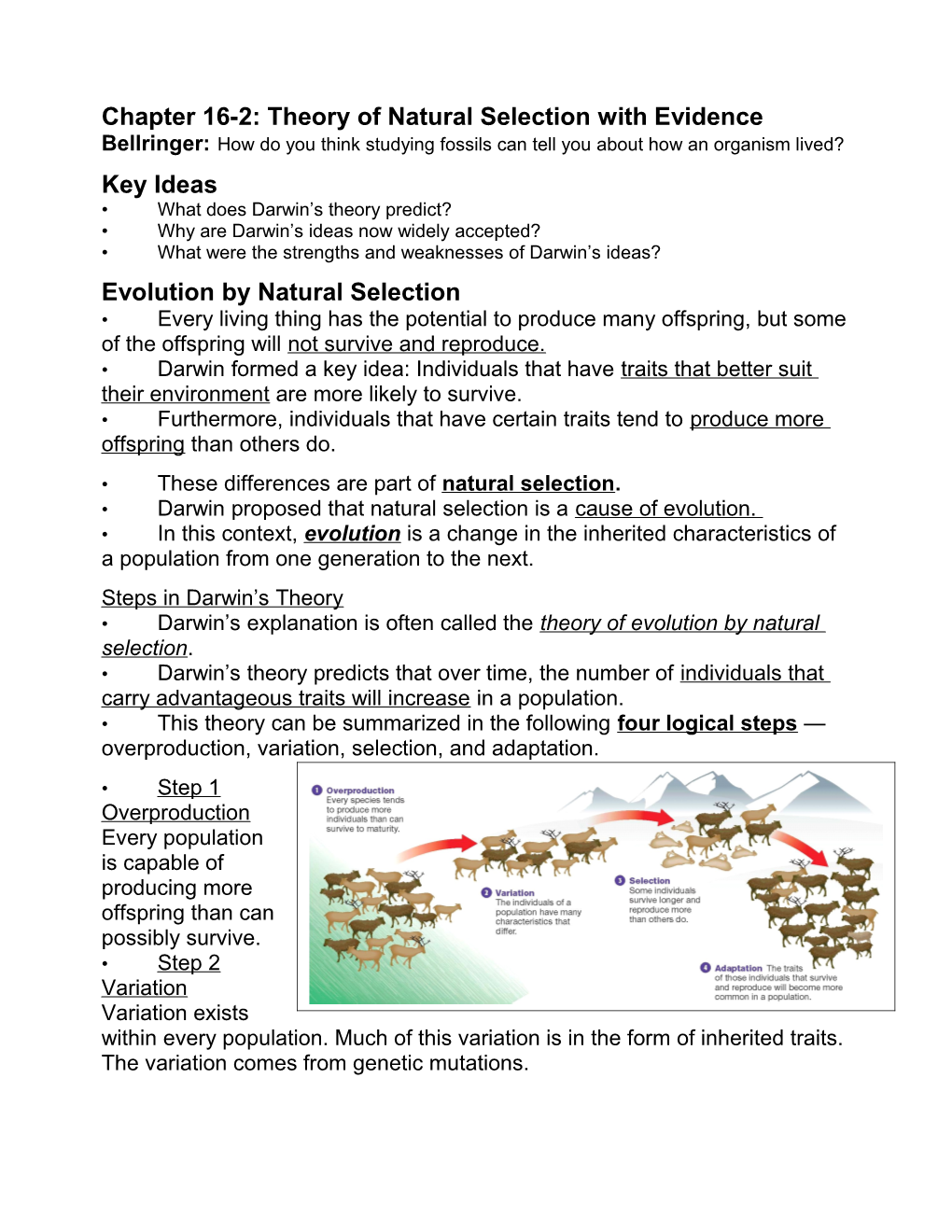 Chapter 16-2: Theory of Natural Selection with Evidence