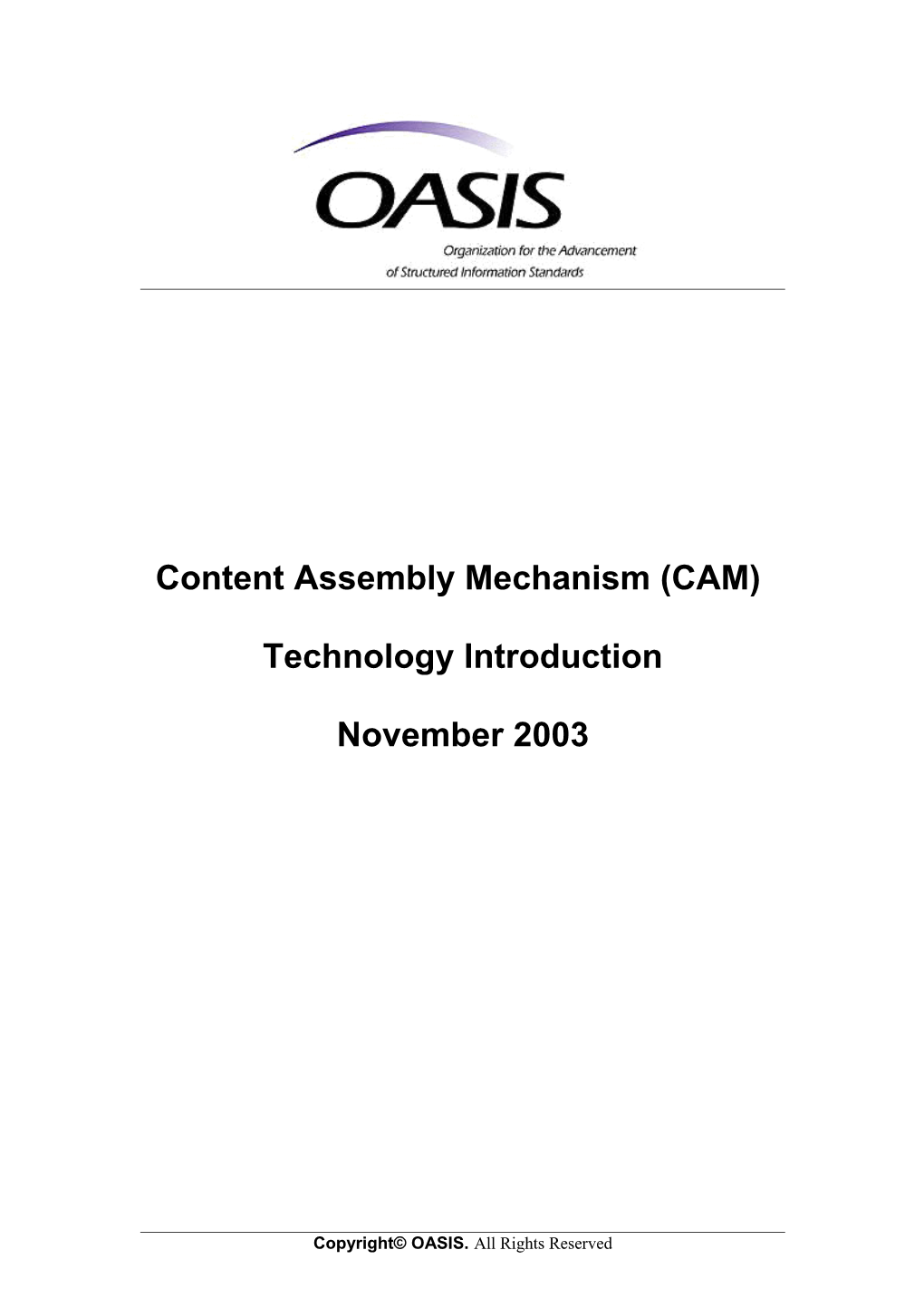 OASIS CAM Specifications