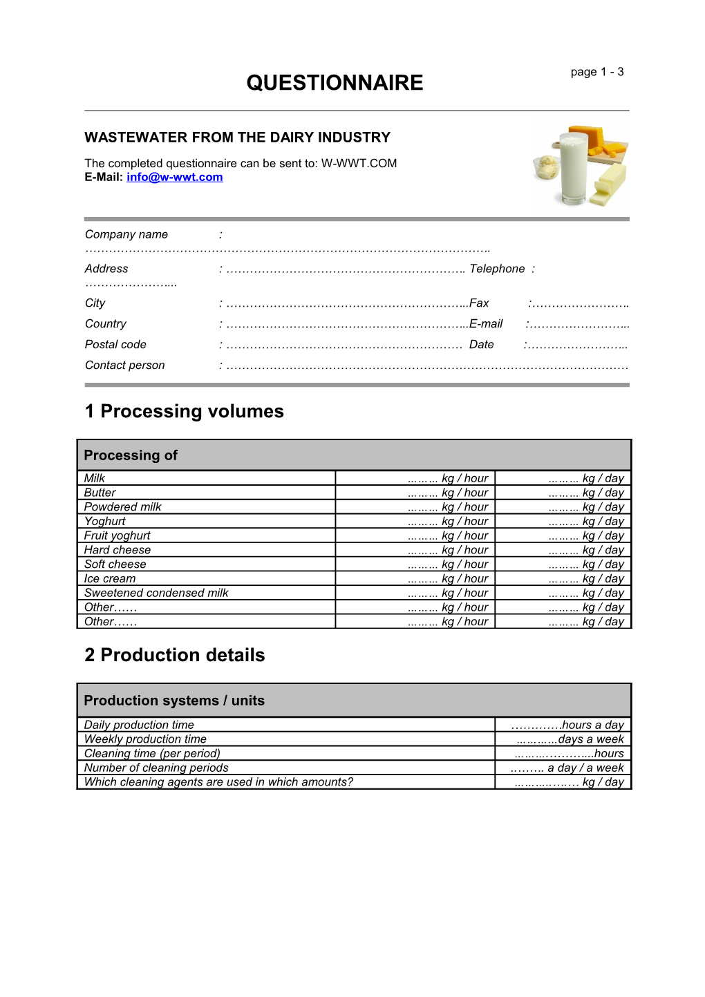 Wastewater from the Dairy Industry