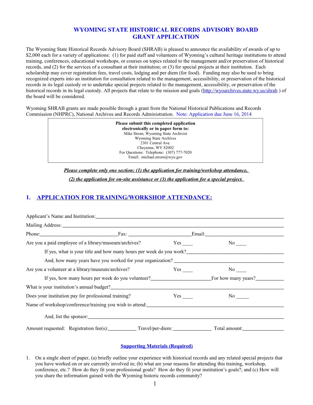 2004 Montana Shrab Professional Development Scholarship