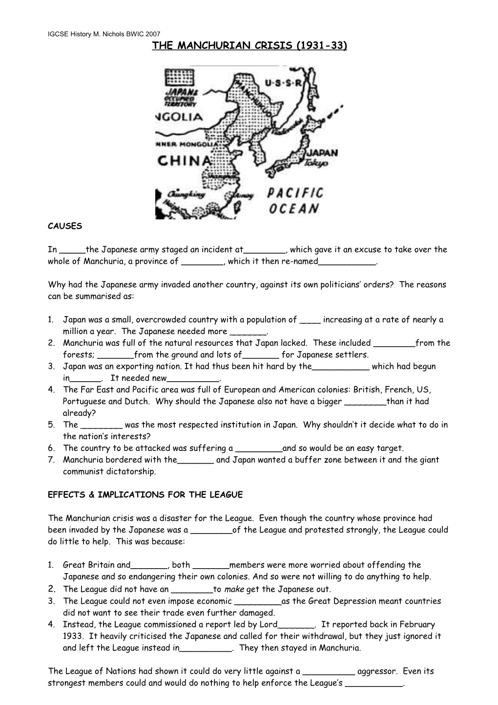 The Manchurian Crisis (1931-33)