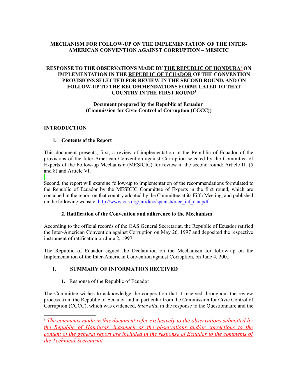 Mecanismo De Seguimiento De La Implementacion De La Convención Interamericana Contra La