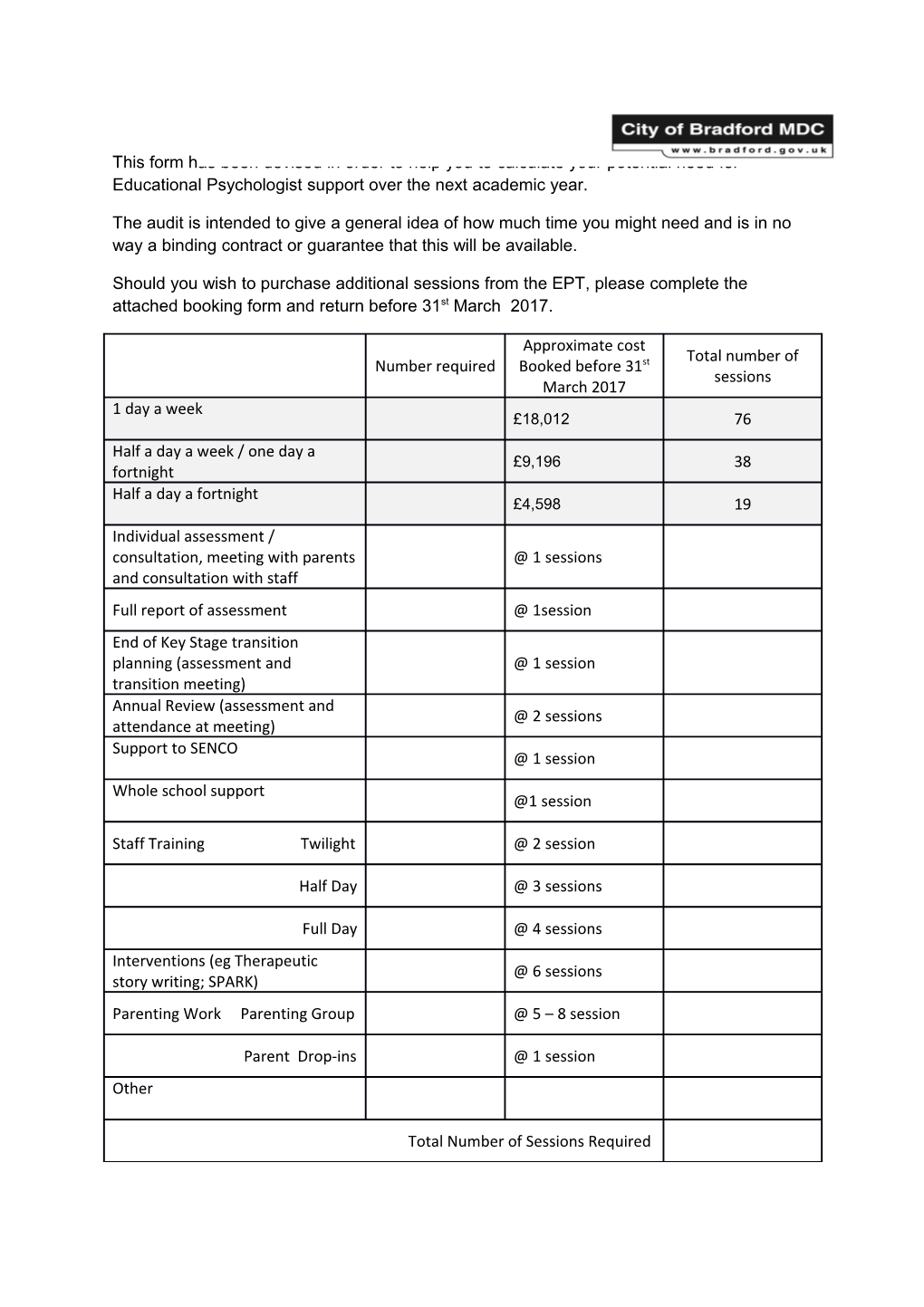 Educational Psychology Timeaudit 2017 - 18