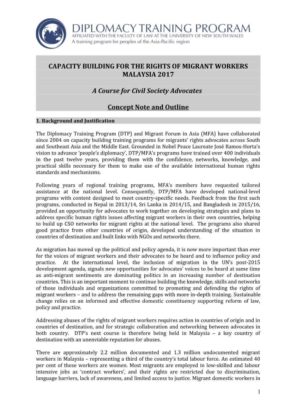 Capacity Building for the Rights of Migrant Workers