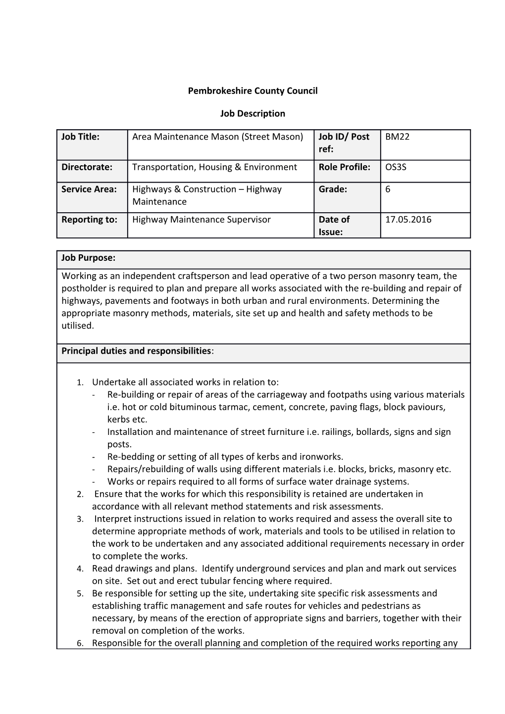 Pembrokeshire County Council s1