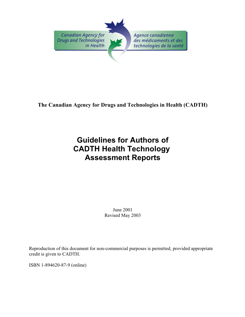 Guidelines for Commissioning Ccohta Reviews