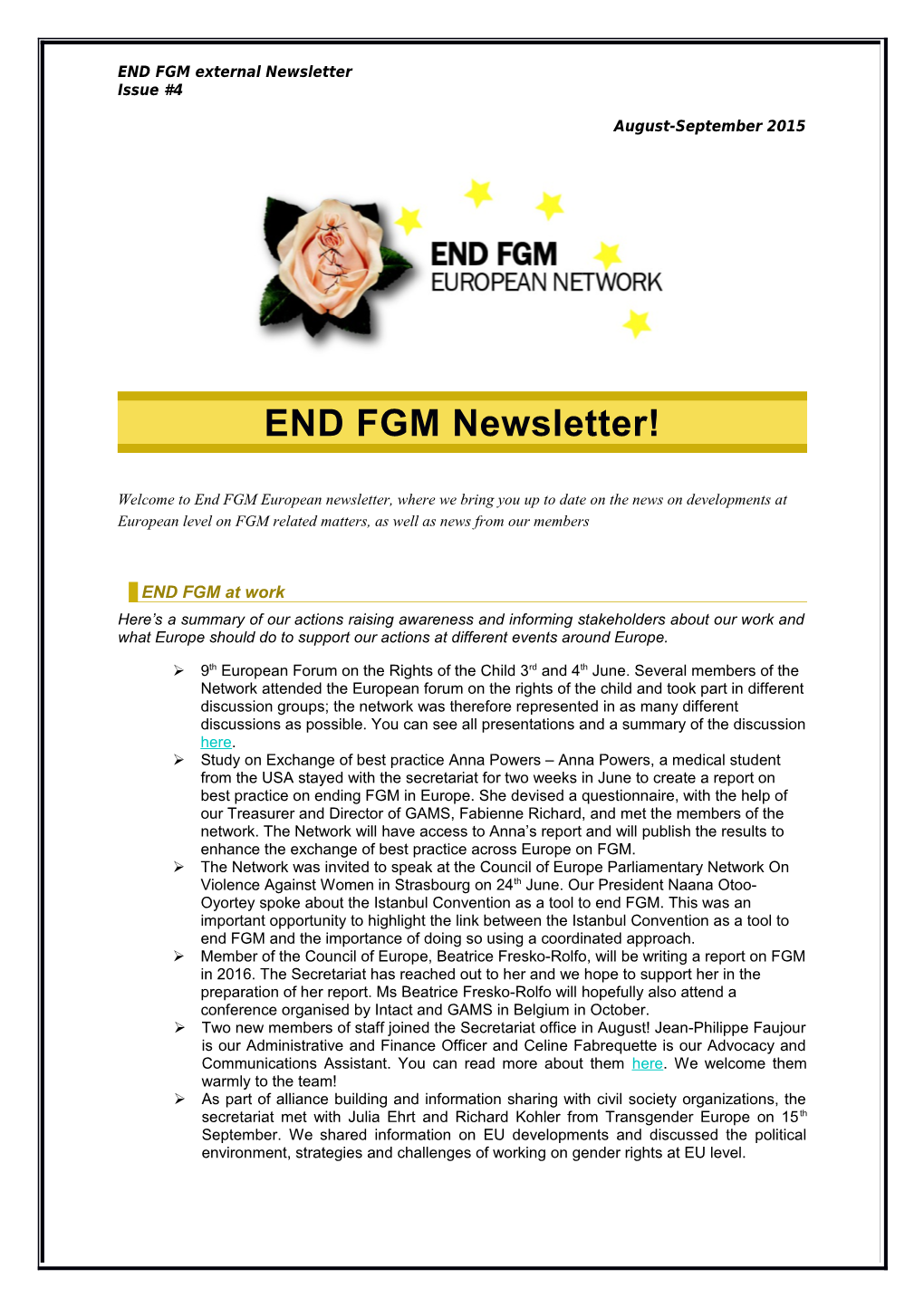 END FGM Internal Newsletter #1