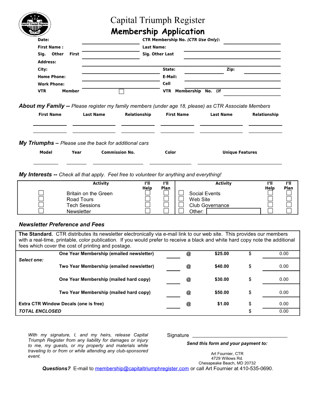 CTR Membership Application