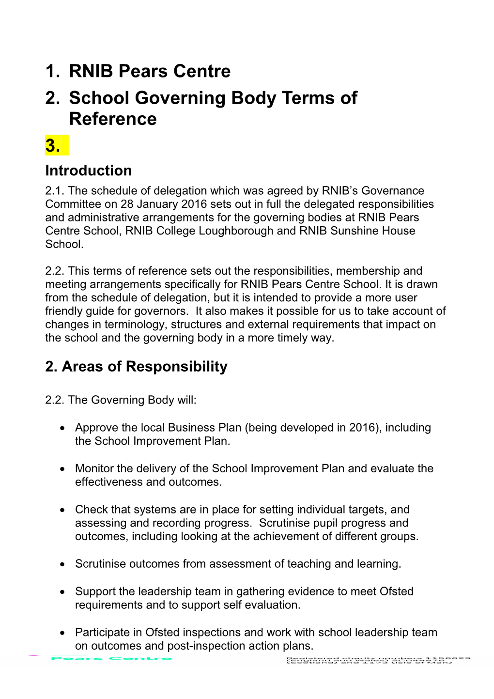 School Governing Body Terms of Reference