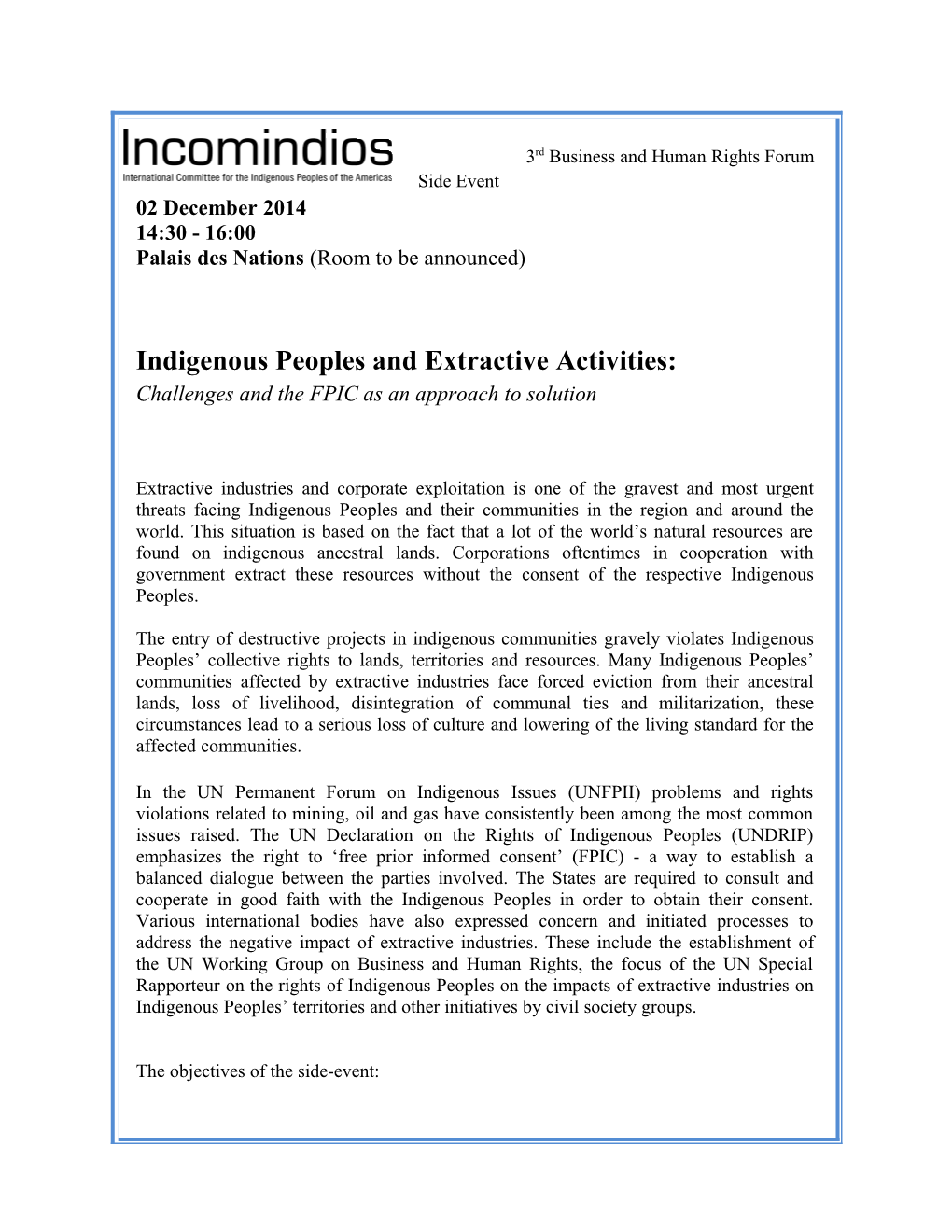 Indigenous Peoples and Extractive Activities