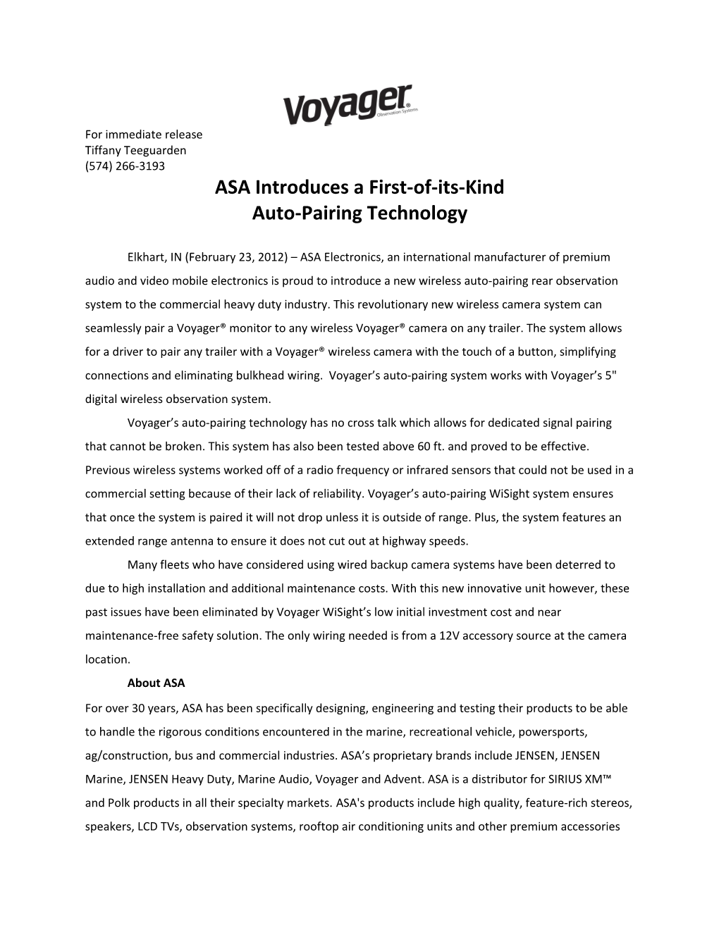 ASA Introduces a First-Of-Its-Kind Auto-Pairing Technology