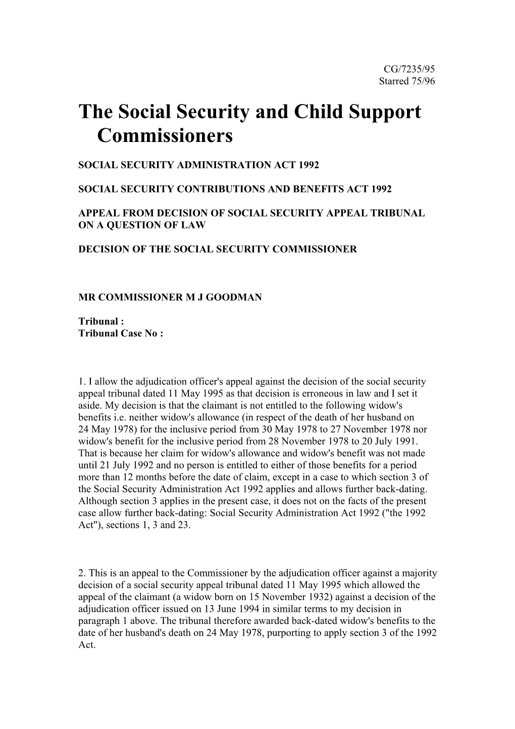 The Social Security and Child Support Commissioners s2