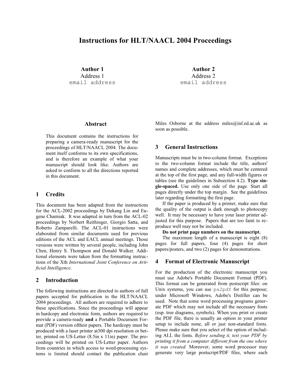 HLT/NAACL 2004 Template