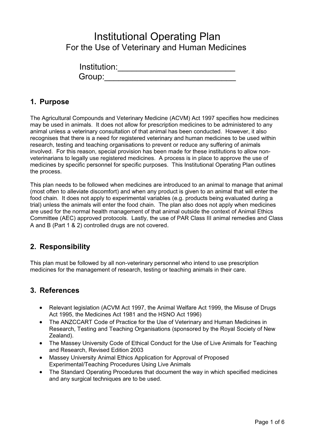 Institutional Operating Plan