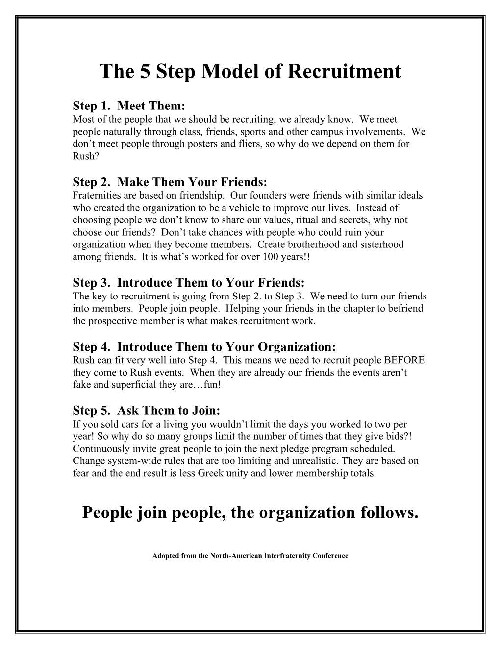 The 5 Step Model of Recruitment