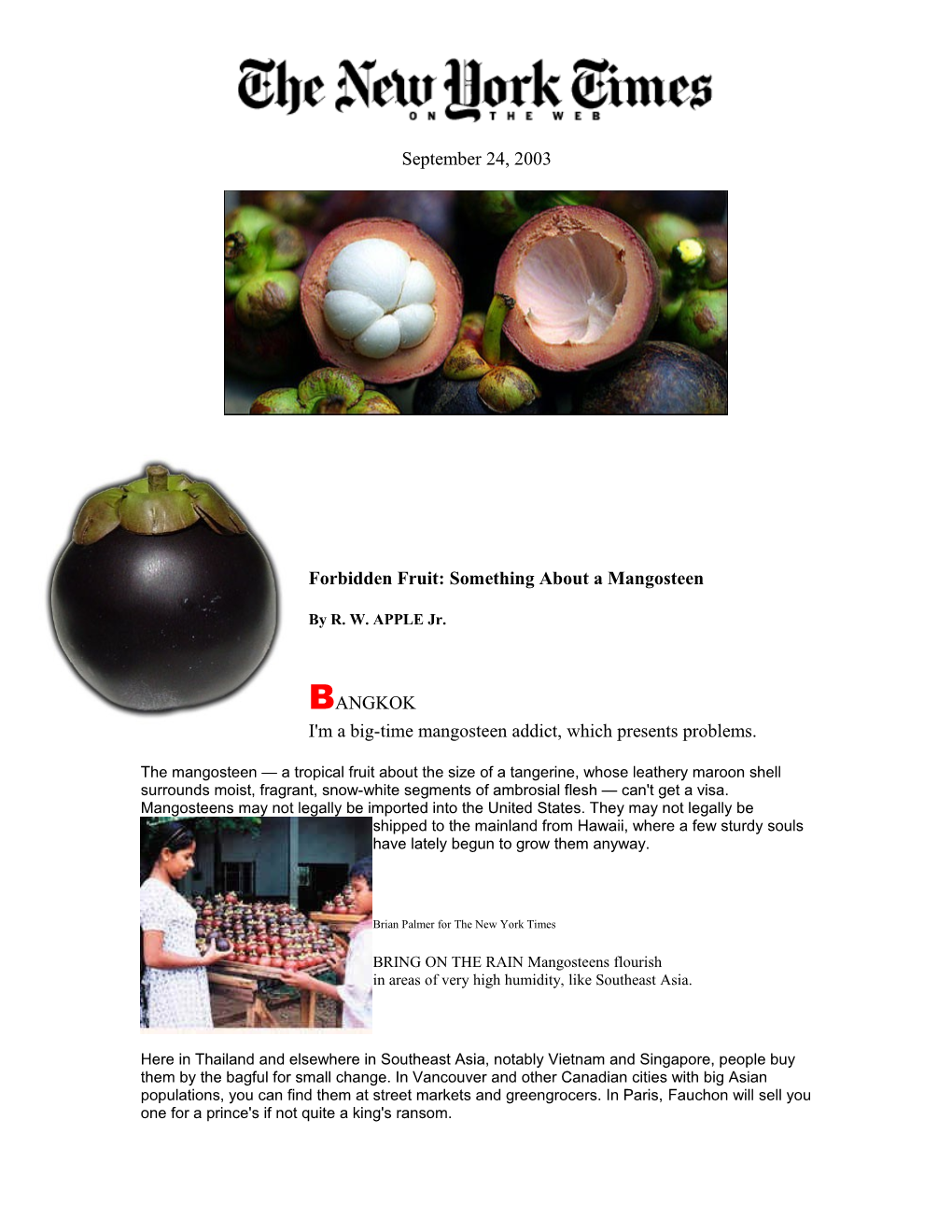 Forbidden Fruit: Something About a Mangosteen