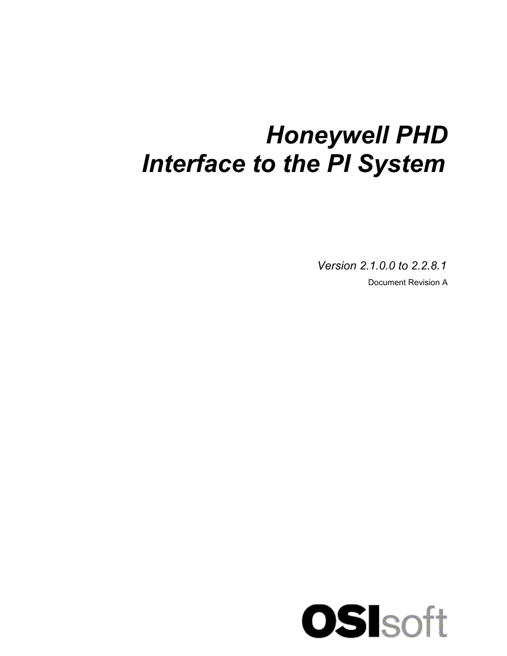 Honeywell PHD Interface to the PI System