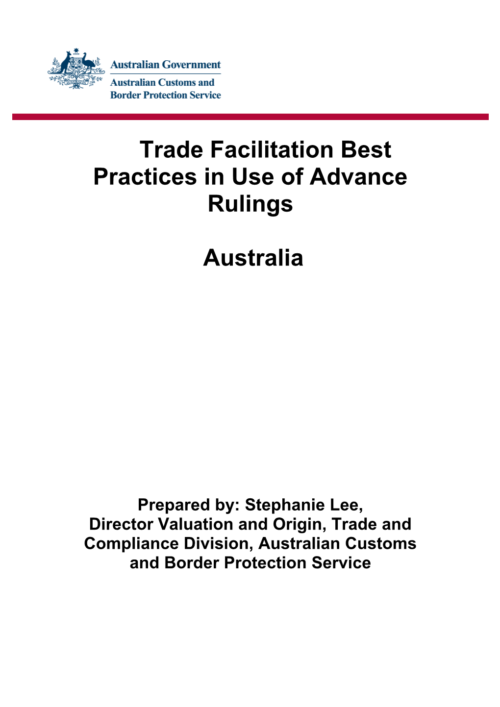 Trade Facilitation Best Practices in Use of Advance Rulings