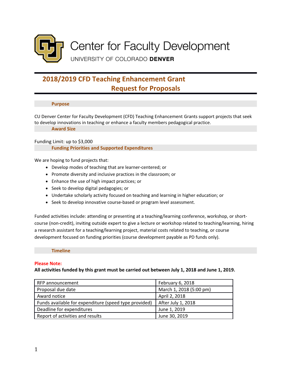 CFD Teaching Enhancement Grants 2017-2018