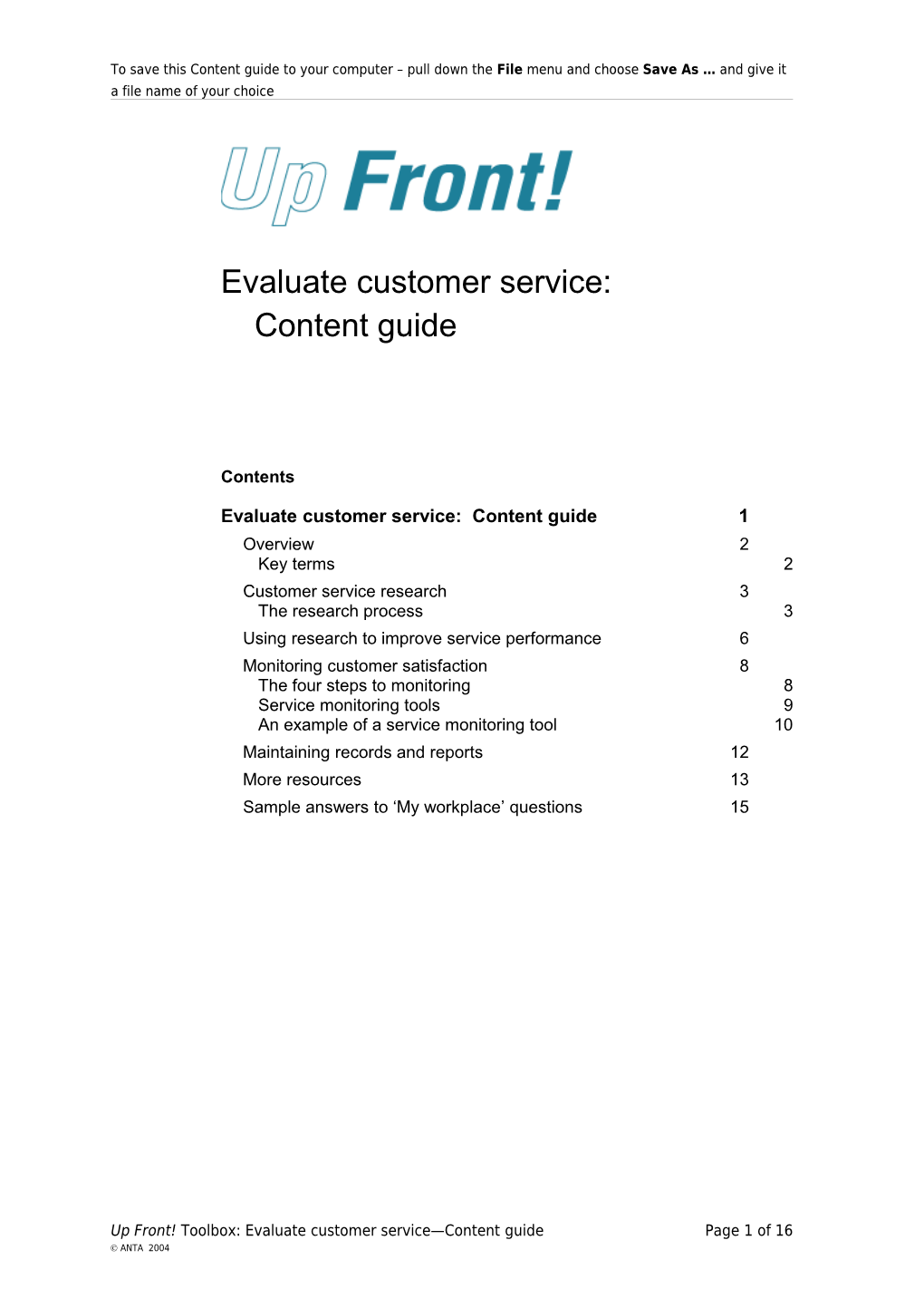 Evaluate Customer Service Content Guide
