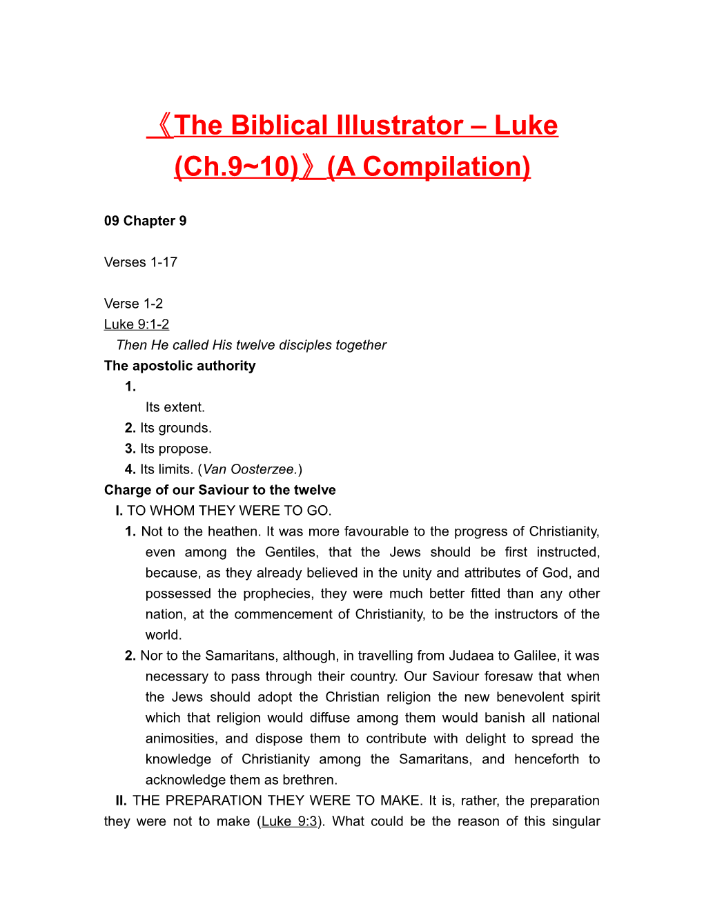 The Biblical Illustrator Luke (Ch.9 10) (A Compilation)