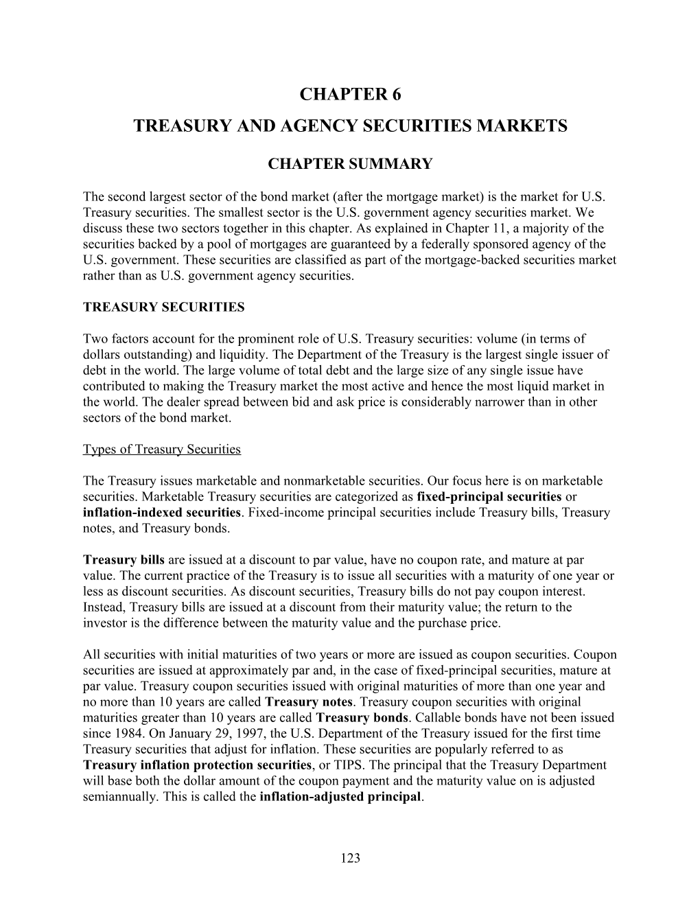 Treasury And Agency Securities Markets