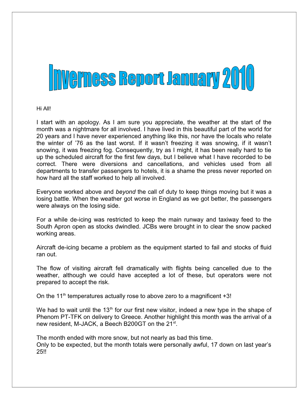 Inverness Report January 2010