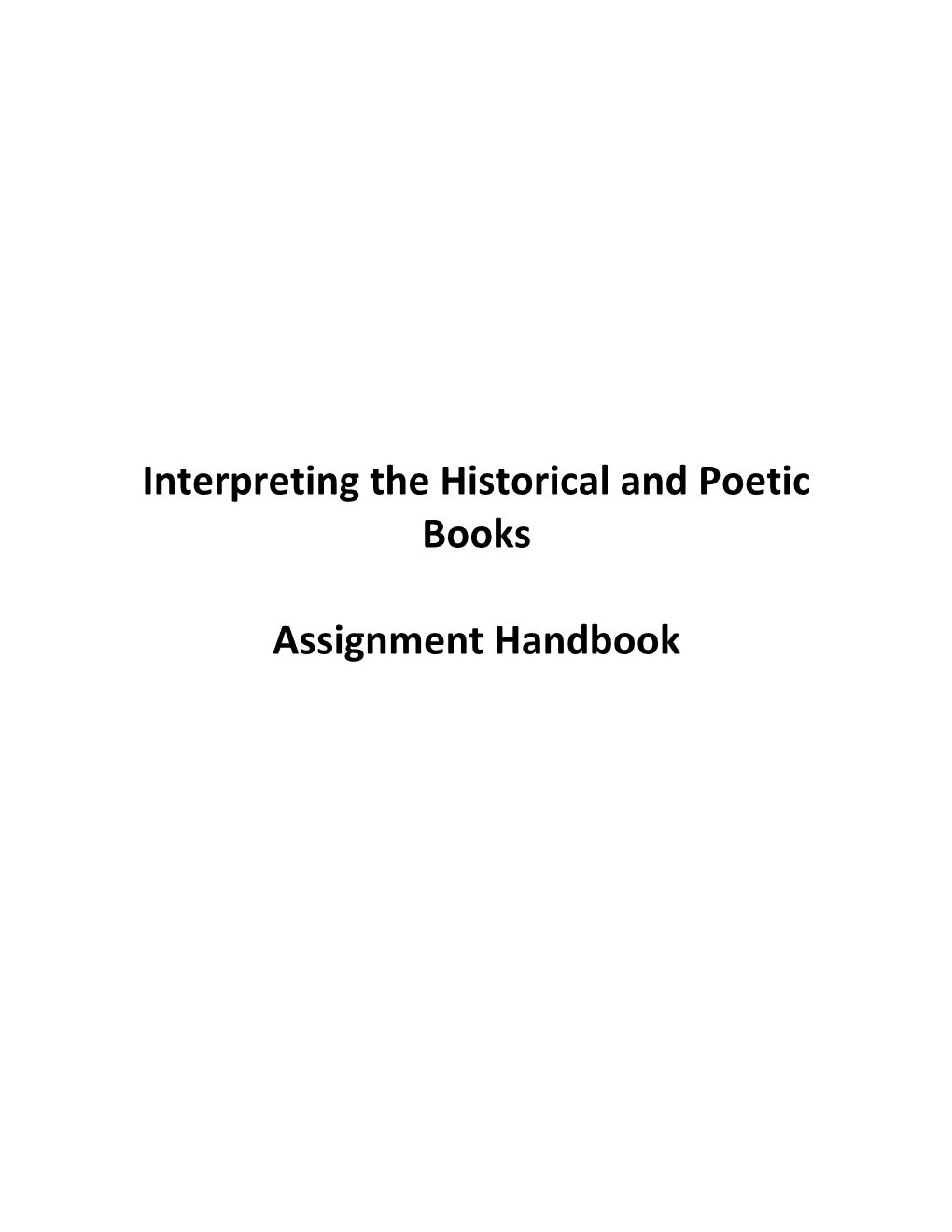 Interpreting the Historical and Poetic Books