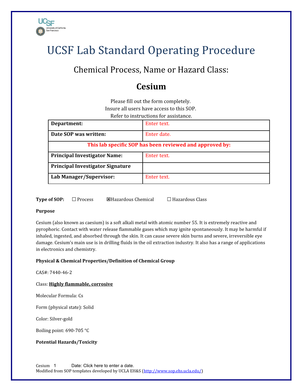 UCSF Lab Standard Operating Procedure s16