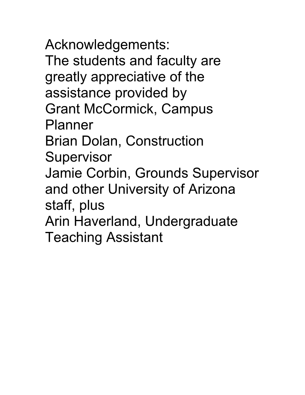 Student Papers on Water Harvesting at the University of Arizona Campus