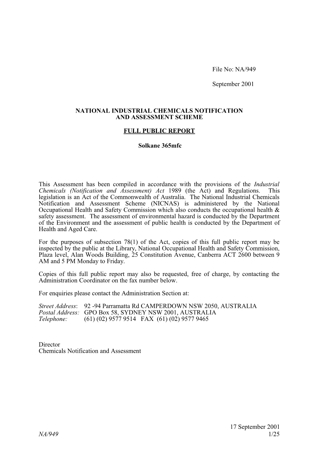 National Industrial Chemicals Notification s2