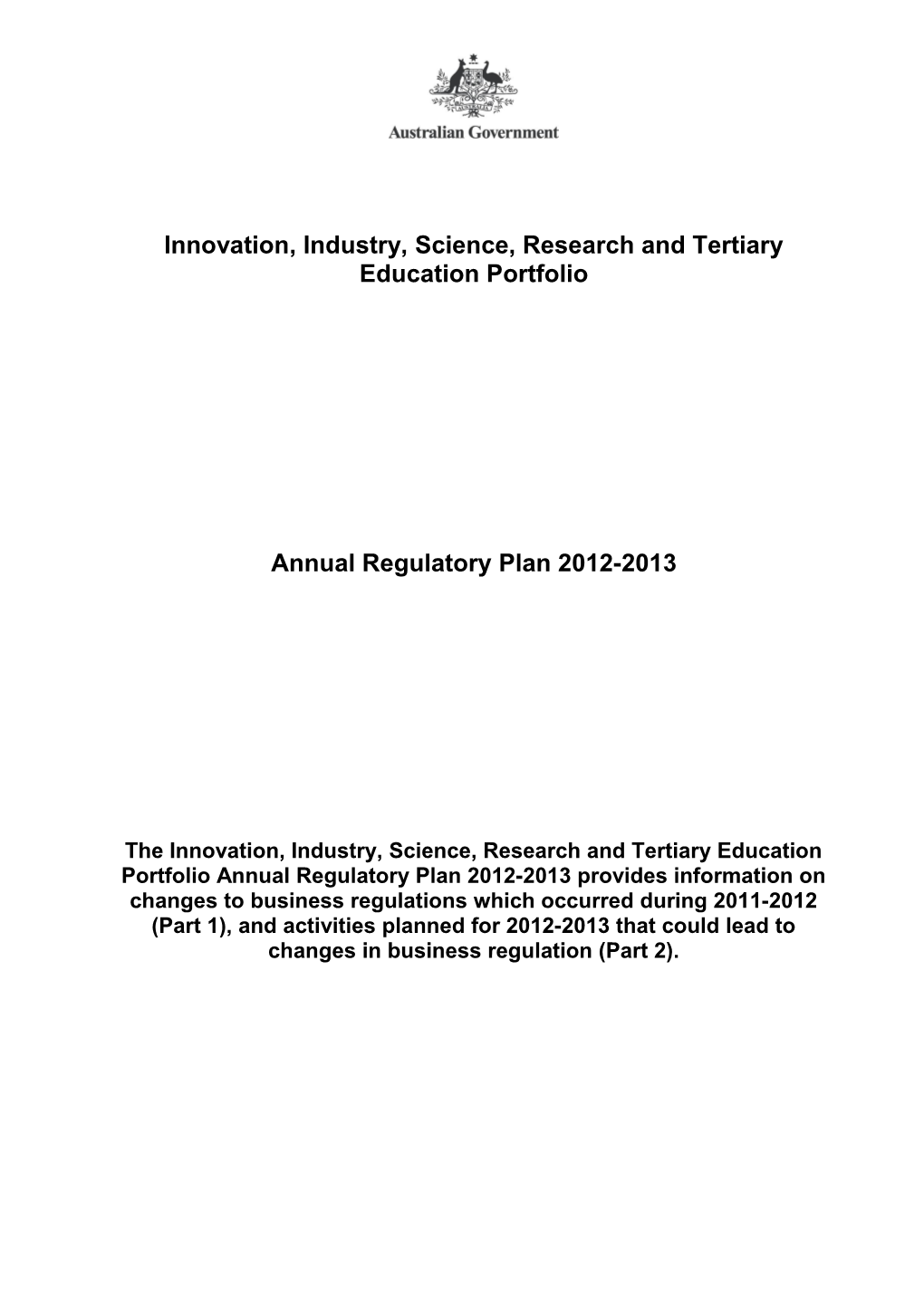 Annual Regulatory Plan s1