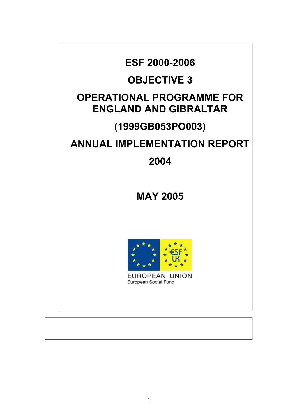 Operational Programme for England and Gibraltar