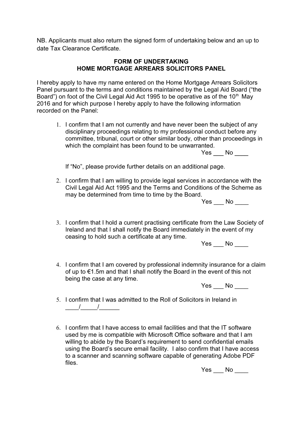 Application for Entry Onto Panel s1
