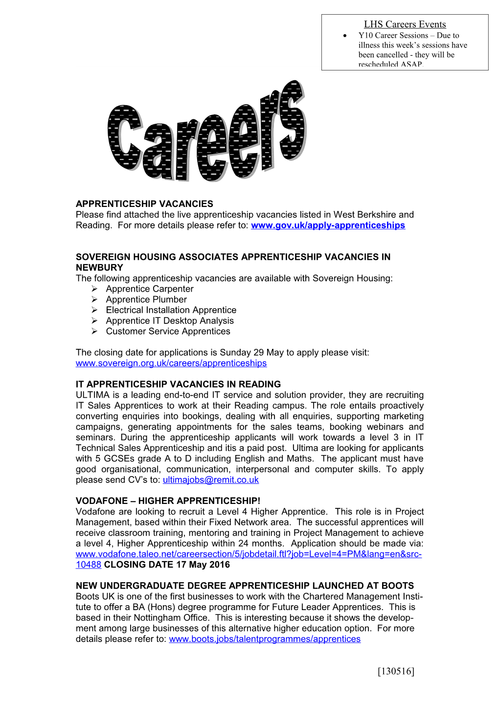 Sovereign Housing Associates Apprenticeship Vacancies in Newbury