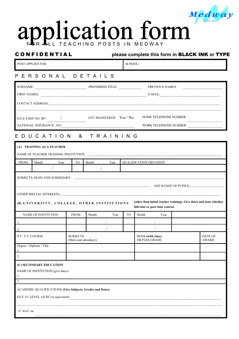 CONFIDENTIAL Please Complete This Form in BLACK INK Or TYPE s1