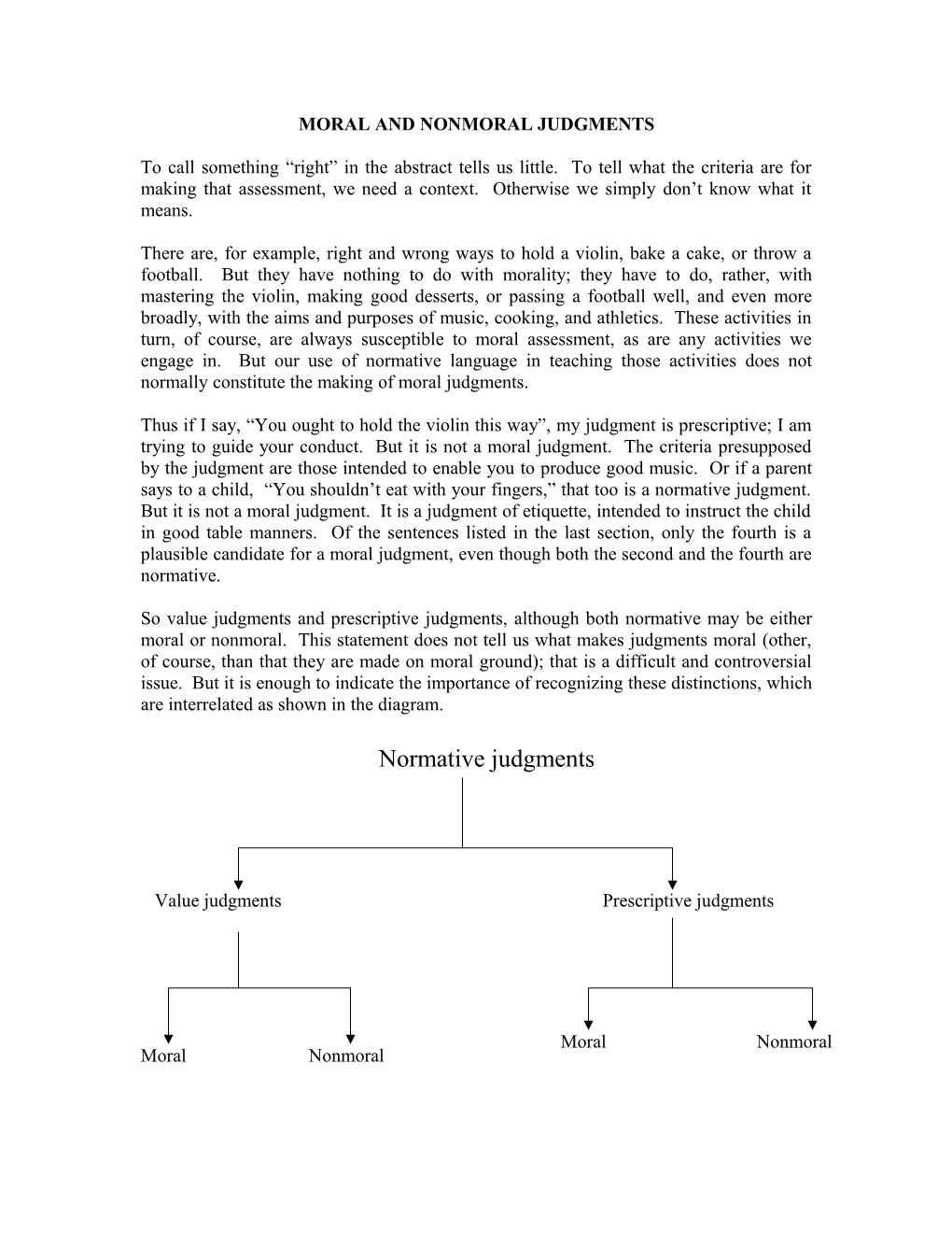 Moral and Nonmoral Judgments