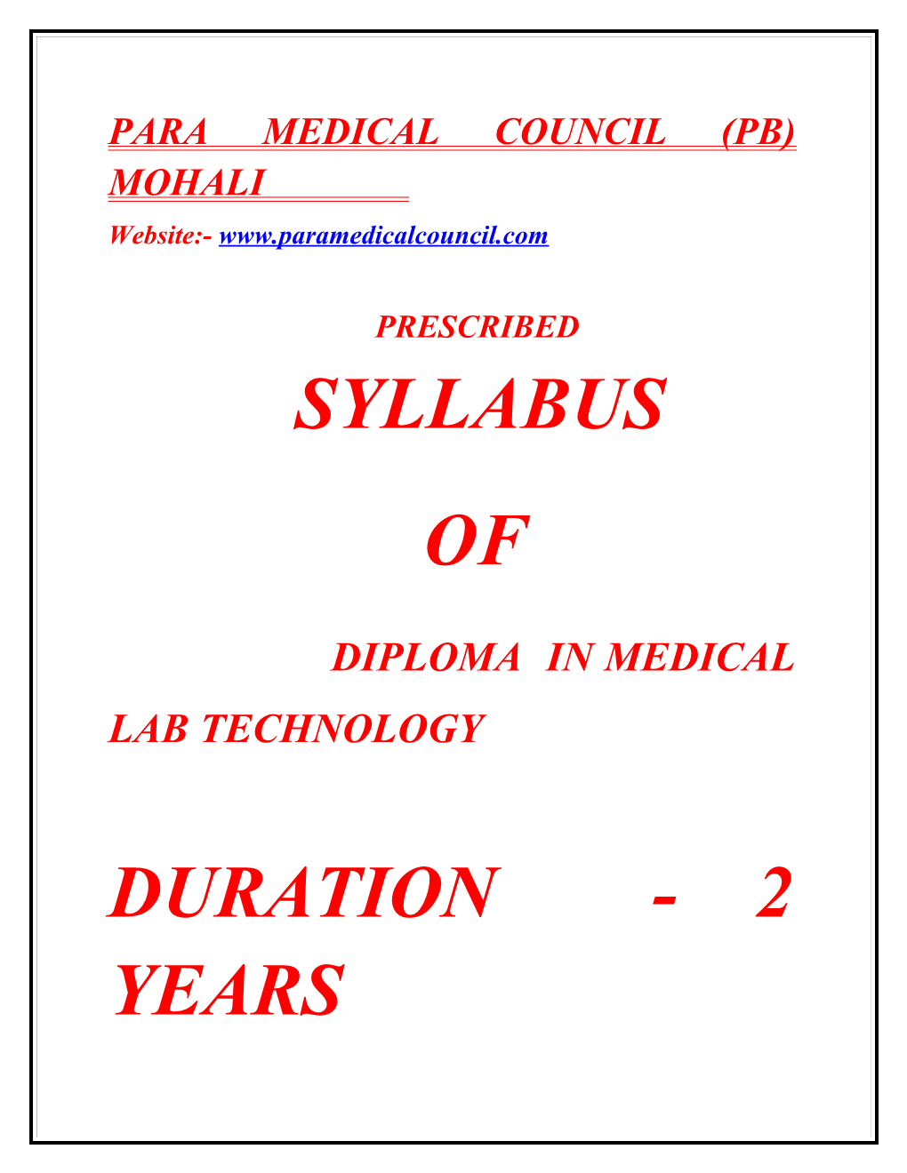 Para Medical Council (Pb) Mohali