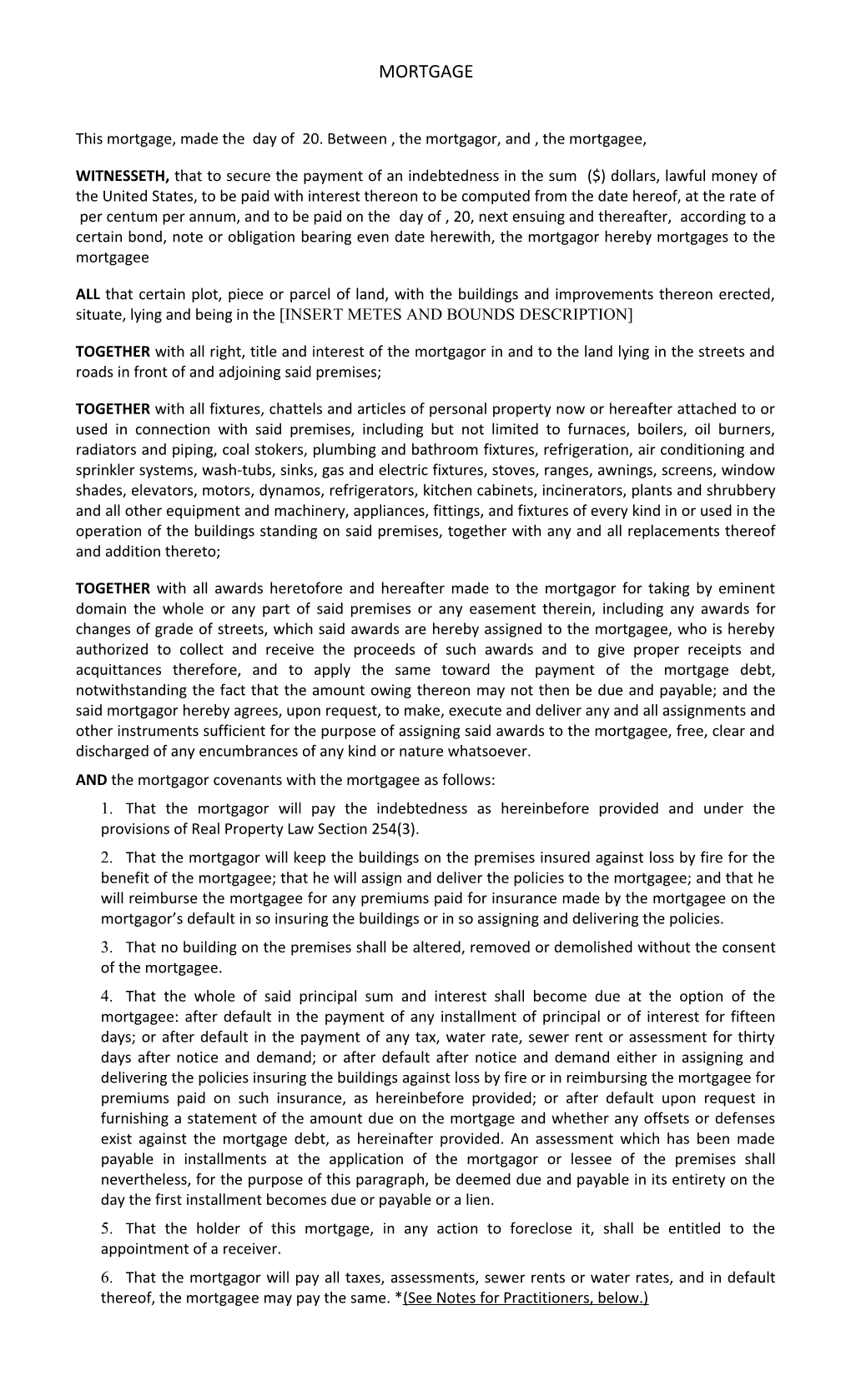 Form 8014 (3/00)-20M First Mortgage - Individual Or Corporation