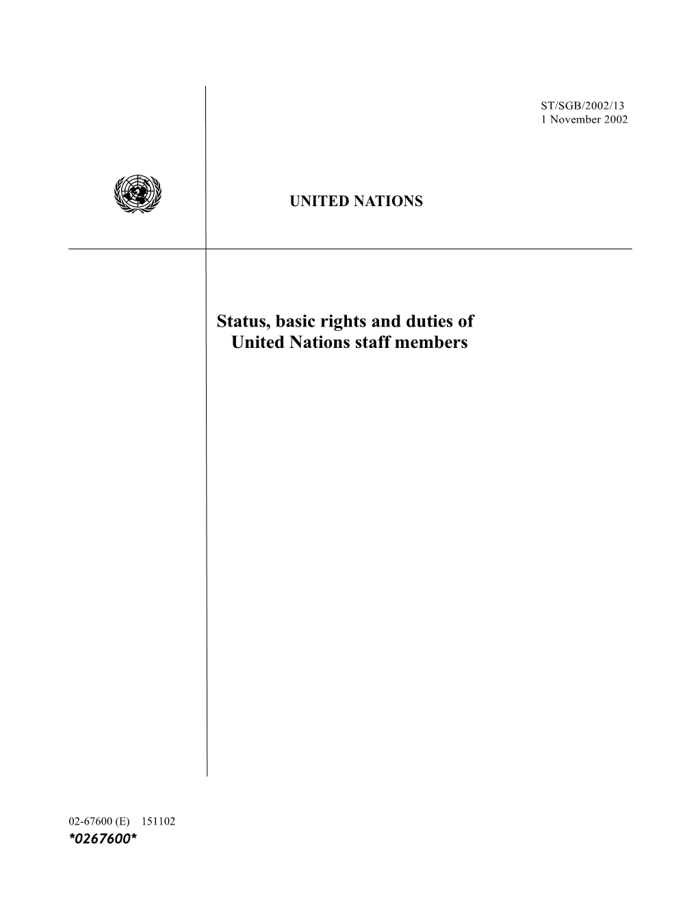27 Status, Basic Rights and Duties of United Nations Staff Members